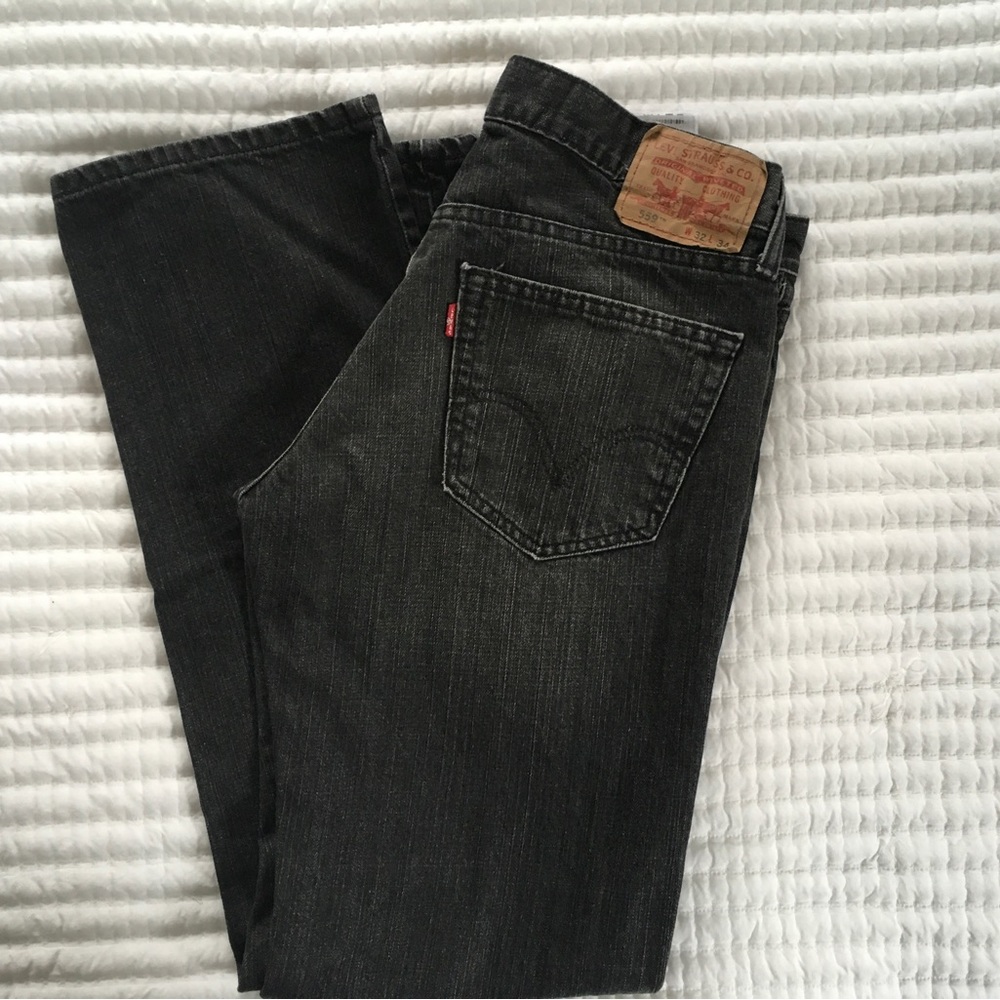 Men’s Levi Strauss & Co. 559 Relaxed Fit Straight Leg Jeans, Black Wash, 32 x 34